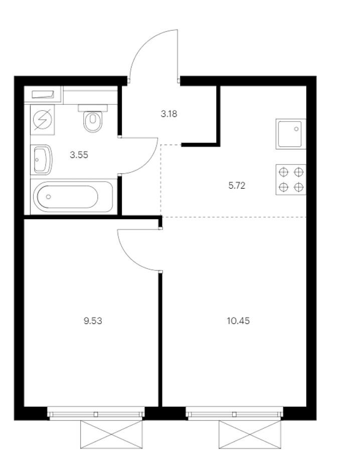 1-комнатная квартира 32.43 м², 14/15 эт., ЖК «Янинский лес»